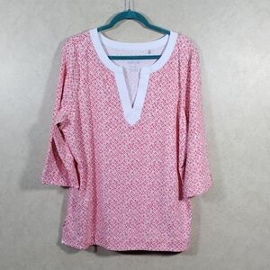 2/$20 05161 Tommy Bahama Island Zone coral 3/4 sleeve tunic blouse XL NEW